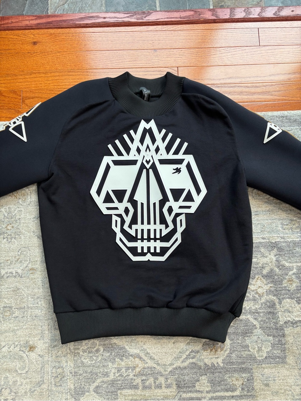 Blood Sweat & Tears USA Made Skull Graphic Lambskin Leather Sweatshirt